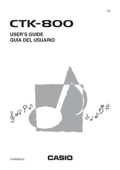 Casio CTK-800 Electronic Musical Instrument User's Guide - cover page