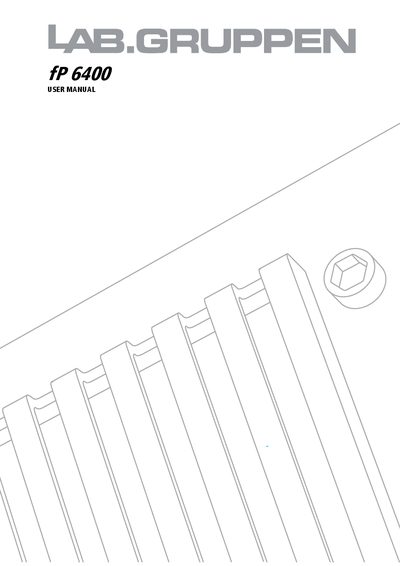 Lab.gruppen fP 6400 Power Amplifier User Manual - cover page