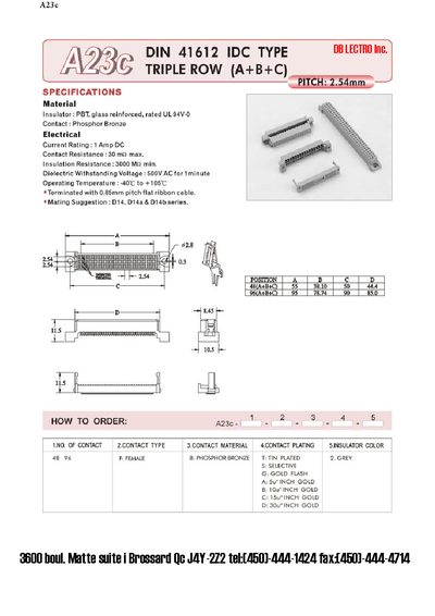 DB Lectro A23c Connector Datasheet - cover page