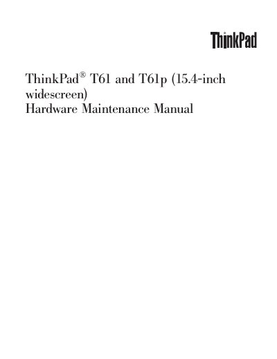 ThinkPad T61 T61p (15.4-inch widescreen) Hardware Maintenance Guide - cover page