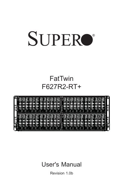 Supermicro FatTwin F627R2-RT+ Server User's Manual - cover page