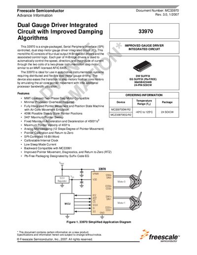 Freescale MC33970 Dual Gauge Driver IC Datasheet - cover page
