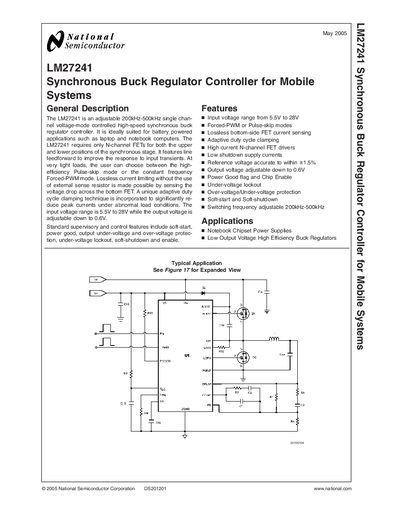 National Semiconductor LM27241 Synchronous Buck Regulator Controller Datasheet - cover page