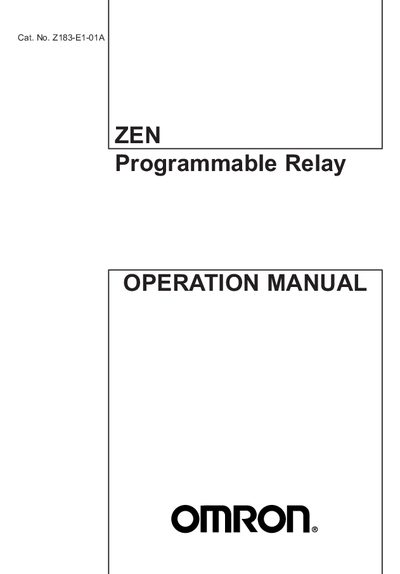 Omron ZEN Programmable Relay Operation Manual - cover page