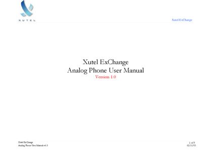 Xutel ExChange Analog Phone User Manual - cover page