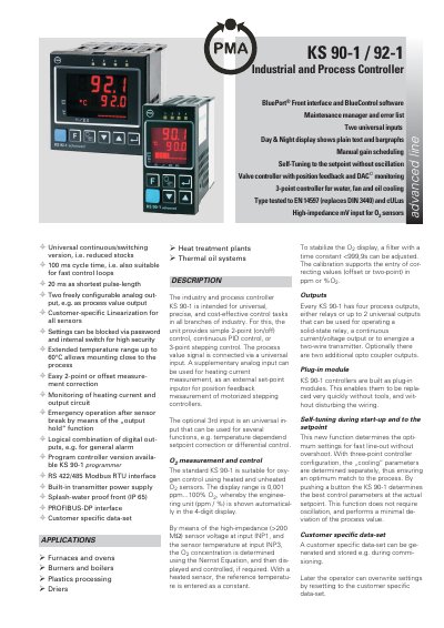 PMA KS 90-1/92-1 technology data - cover page