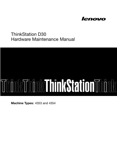 Lenovo ThinkStation D30 Hardware Maintenance Manual - cover page