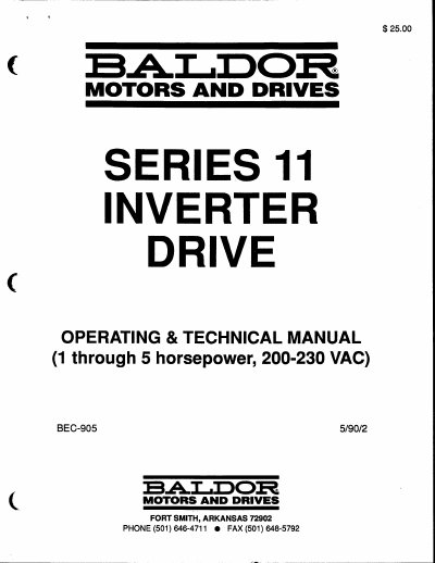 Baldor Series 11 Inverter Drive Operating Technical Manual