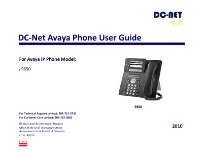 Avaya 9650 IP Phone User Guide - cover page