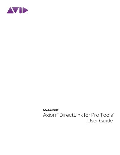 Avid Axiom DirectLink for Pro Tools User Guide - cover page