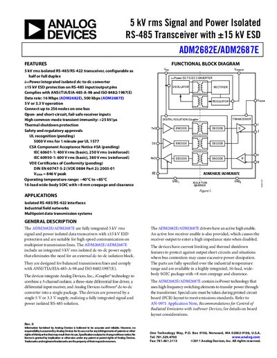 Analog Devices ADM2682E/ADM2687E Product Handbook - cover page