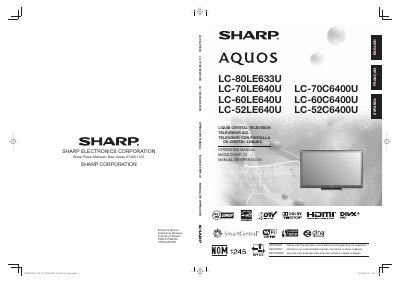 SHARP LC-80LE633U LC-70LE640U LC-60LE640U LC-52LE640U Manual - cover page