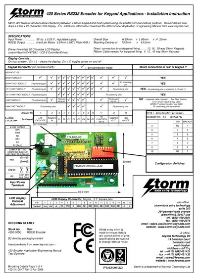 Storm 420 Series RS232 Encoder Installation Manual - cover page