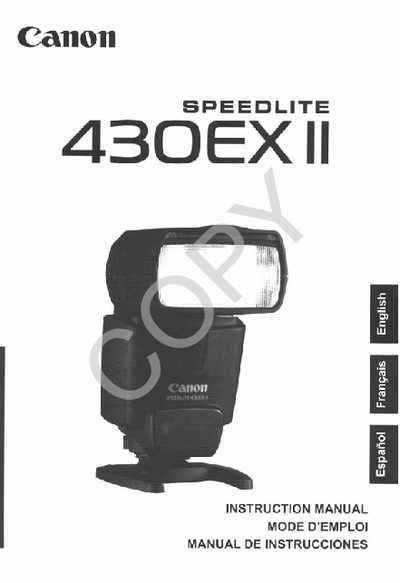 Canon 430EX II Flash Instruction Manual - cover page