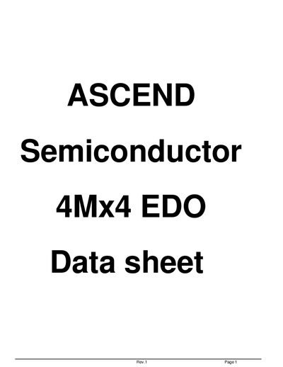 Ascend AD404M42VSA-5 4Mx4 EDO Datasheet - cover page
