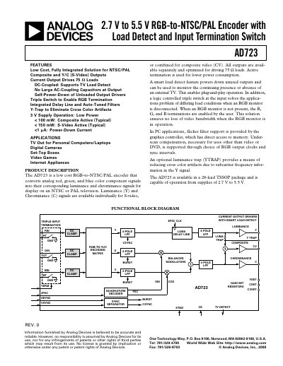 Analog Devices AD723 Datasheet - cover page