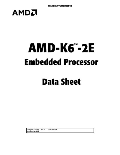 AMD K6-2E Embedded Processor Data Sheet - cover page