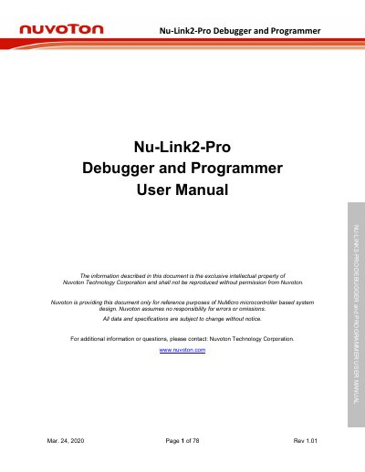 Nuvoton Nu-Link2-Pro Debugger and Programmer User Manual - cover page