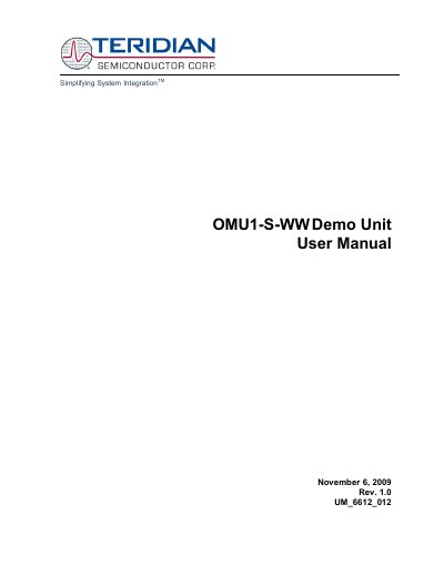 Teridian OMU1-S-WW Demo Unit User Manual - cover page