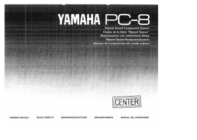 Yamaha PC-8 Natural Sound Component System Owner's Manual - cover page