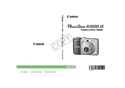 Canon PowerShot A1000 IS Camera User Guide