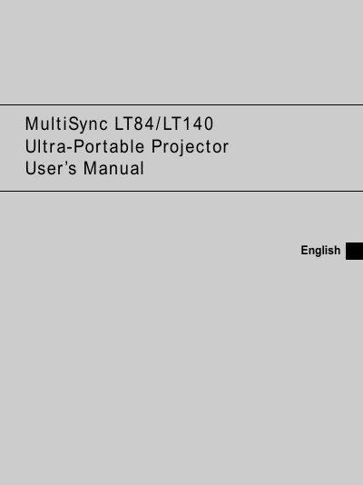 NEC LT140 Quick Start Guide - cover page