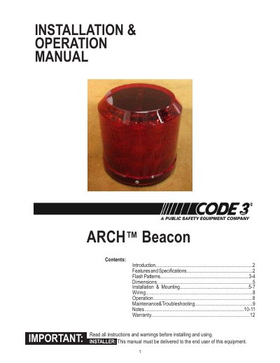 ARCH Beacon Installation and Operation Manual - cover page