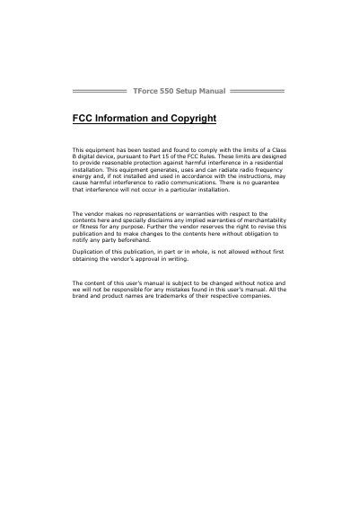 TForce 550 Motherboard User Manual - cover page