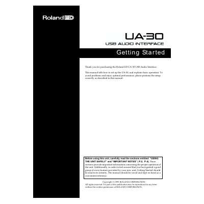 Roland UA-30 USB Audio Interface User Manual - cover page