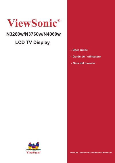 ViewSonic N3260w/N3760w/N4060w LCD TV Display User Guide - cover page