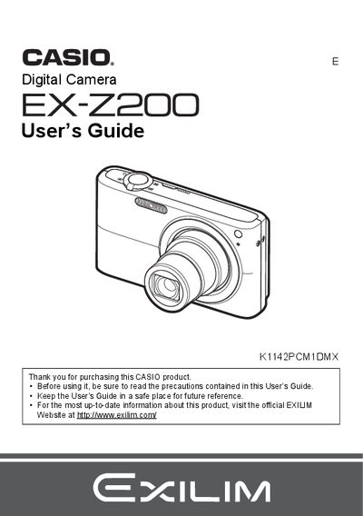 Casio EX-Z200 Digital Camera User's Guide - cover page