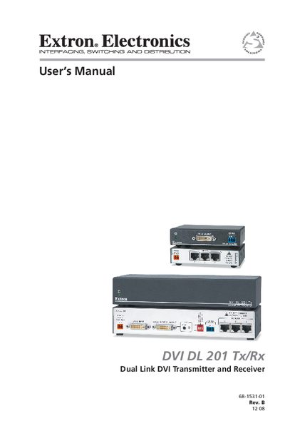 Extron DVI DL 201 Tx/Rx User Manual - cover page