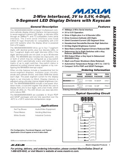 MAXIM IMAX6958/MAX6959 LED Display Drivers handbook - cover page