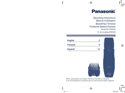 Panasonic ER2403-MUL Manual - cover page