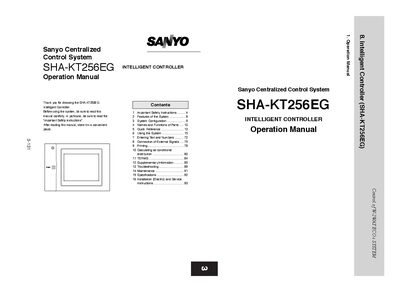 Sanyo SHA-KT256EG Intelligent Controller Operation Manual - cover page