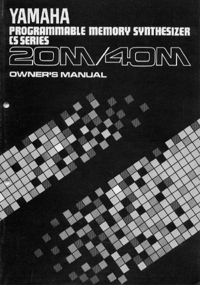 Yamaha CS-20M/CS-40M Programmable Memory Synthesizer Owner's Manual - cover page
