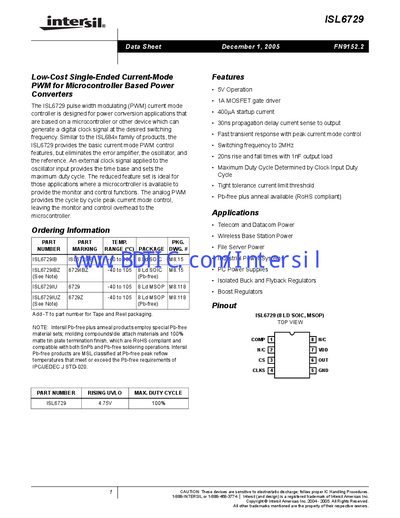 Intersil ISL6729 Datasheet - cover page