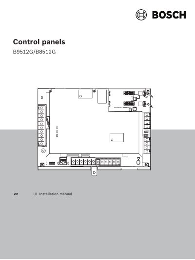 Bosch Security Systems B9512G/B8512G Control Panel UL Installation Manual - cover page