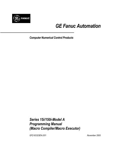 GE Fanuc Automation Series 15i/150i-Model A Programming Manual - cover page
