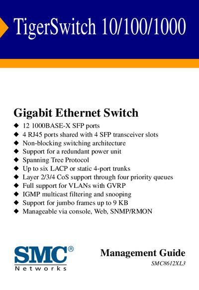 SMC TigerSwitch 10/100/1000 Management Guide - cover page