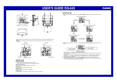 Casio DQ-643 Clock User's Guide - cover page