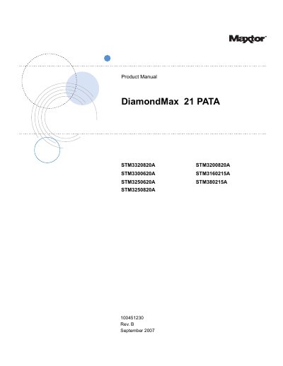 Seagate DiamondMax 21 PATA Product Manual - cover page