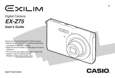 Casio EX-Z75 Digital Camera User's Guide - cover page