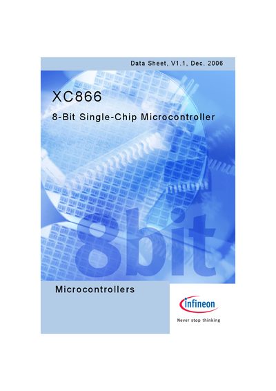Infineon XC866 8‑Bit Single‑Chip Microcontroller Datasheet - cover page