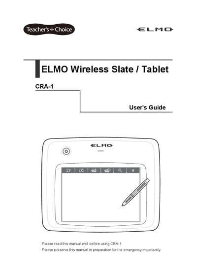 ELMO CRA-1 Wireless Slate Tablet User Manual - cover page