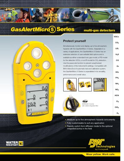 BW Technologies GasAlertMicro 5 Series Multi-Gas Detector Product Overview - cover page