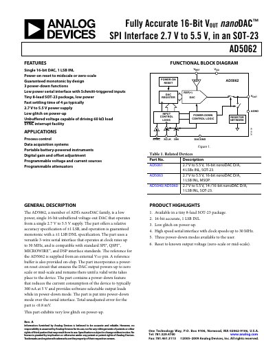 Analog Devices AD5062 Datasheet - cover page