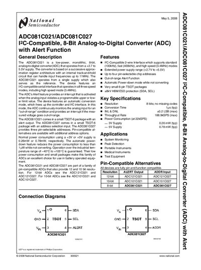 National ADC081C021/ADC081C027 Datasheet - cover page