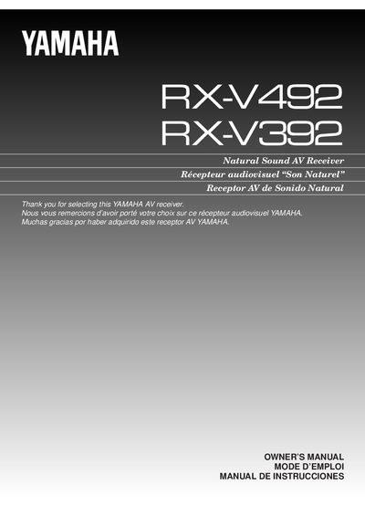 YAMAHA RX-V492/V392 Manual(1)