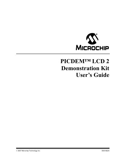 Microchip PICDEM LCD 2 Demonstration Kit User Manual - cover page